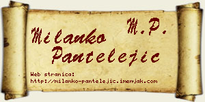 Milanko Pantelejić vizit kartica